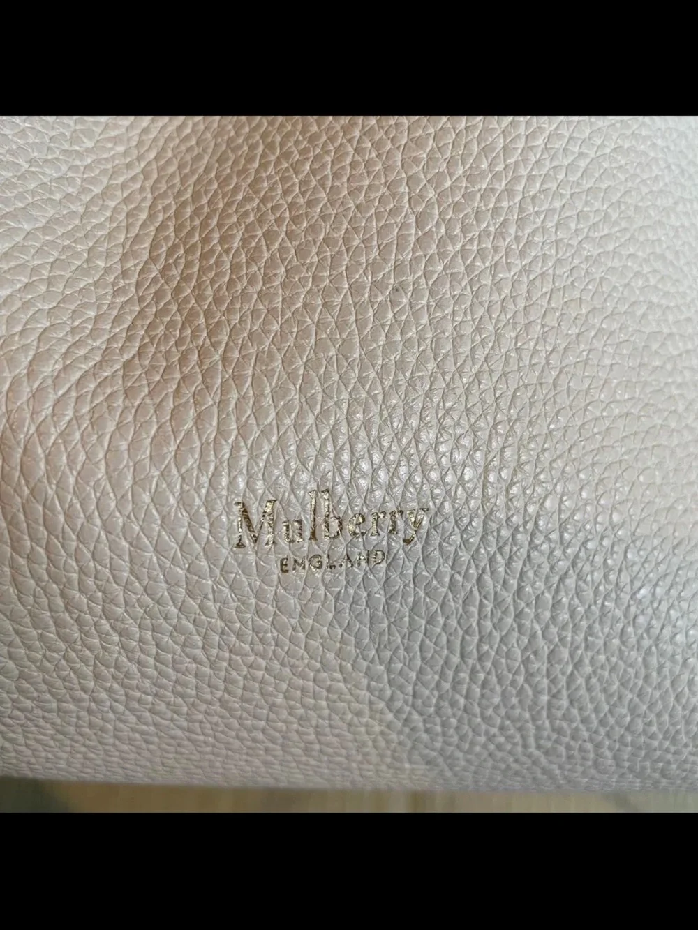 Mulberry Cream Leather Drawstring Tote with Gold-Tone Lock